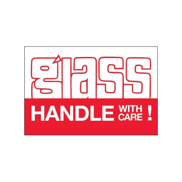 Bsc Preferred 2 x 3'' - ''Glass - Handle With Care - Thank You'' Labels, 500PK BUY00021200 - main